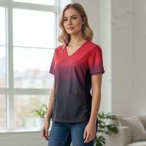 😻 3/$30 Koi Lite Two Toned Gradient Women's Scrub Top Size Small